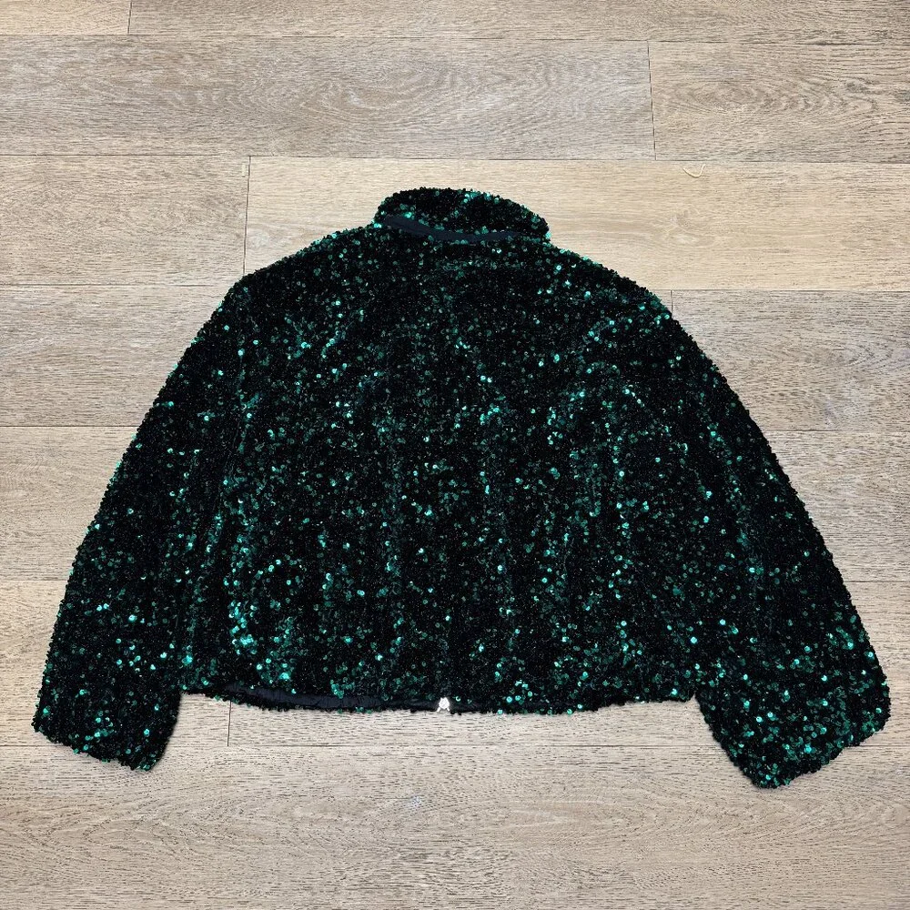 Maeve by Anthropologie Sequin Bomber Jacket SIze 1X - Picture 8 of 13
